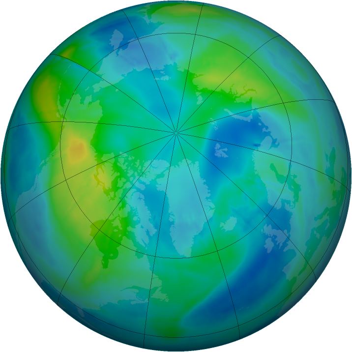 Arctic ozone map for 25 October 2008